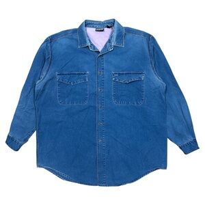 Vintage 80s Patagonia Denim Cotton Canvas Button L/S Work Shirt Blue Mens XL